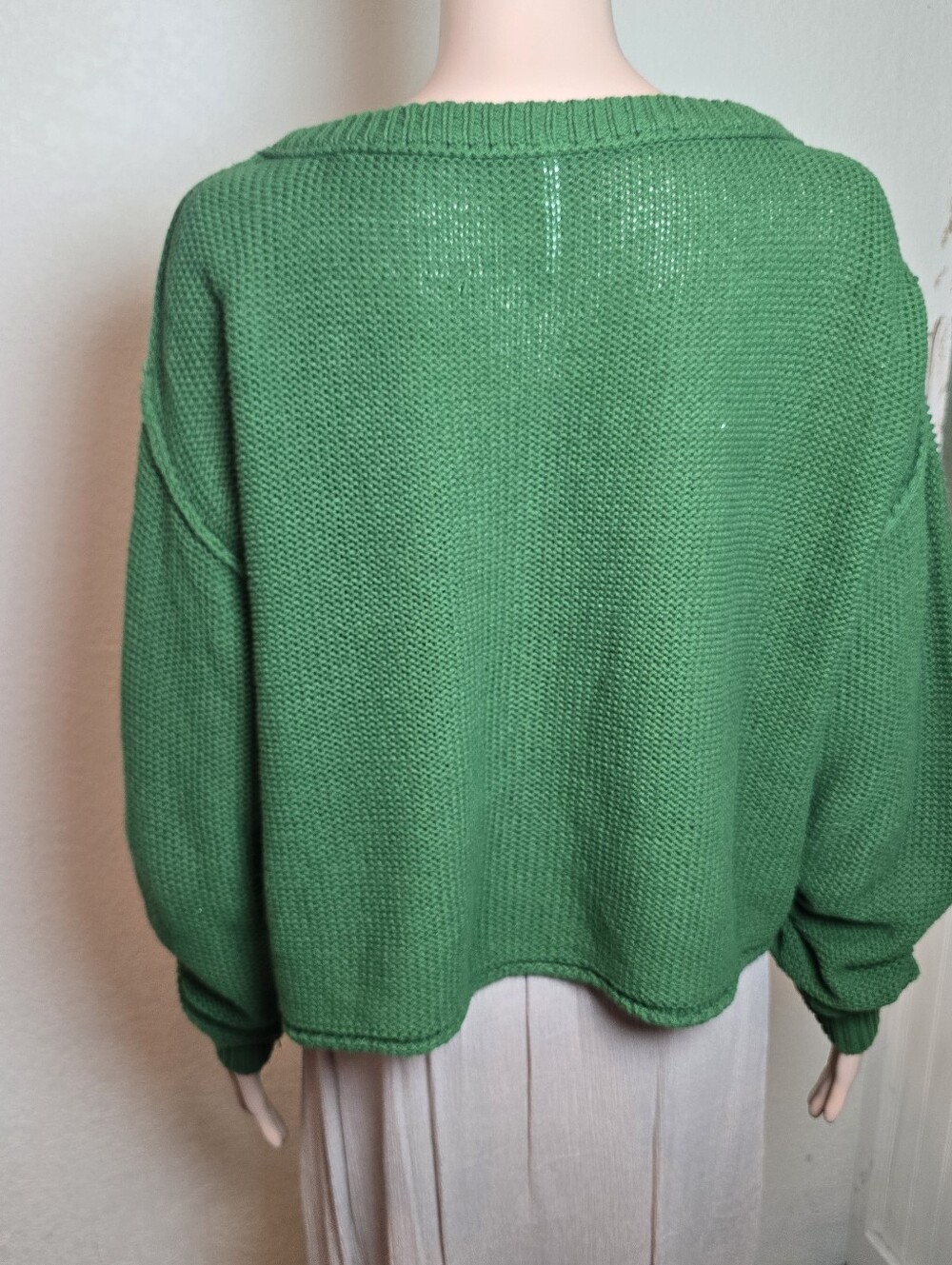 FREE PEOPLE Green Sweater Size Small Rn 66170 Cozy Knit Crewneck Sweater - Green - Picture 4 of 9